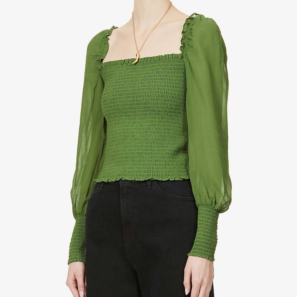 Reformation Pinto Smocked Square Neck Top